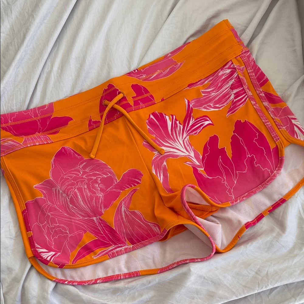 Athleta Orange and Pink Floral Shorts
